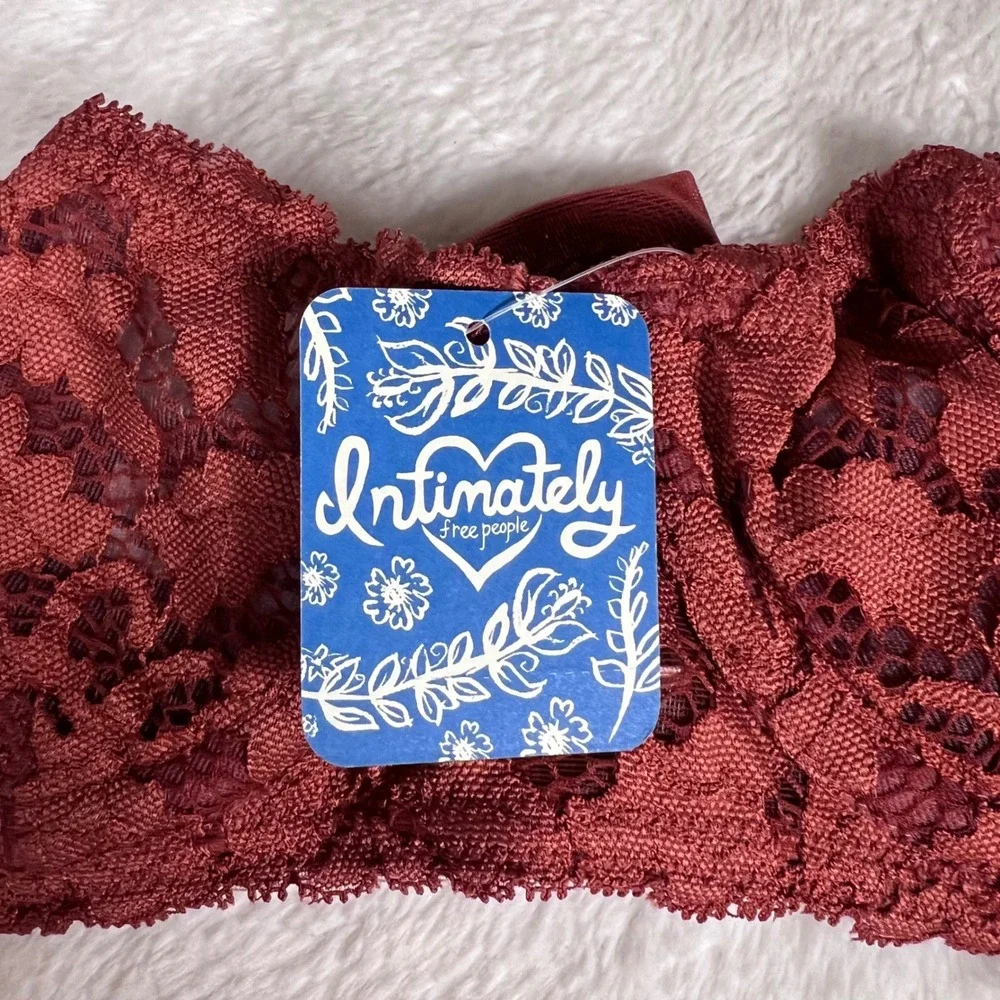 Free People Women's Love Letters Lace Bandeau‎ Bra Paprika Red 32B OB407880 NWT